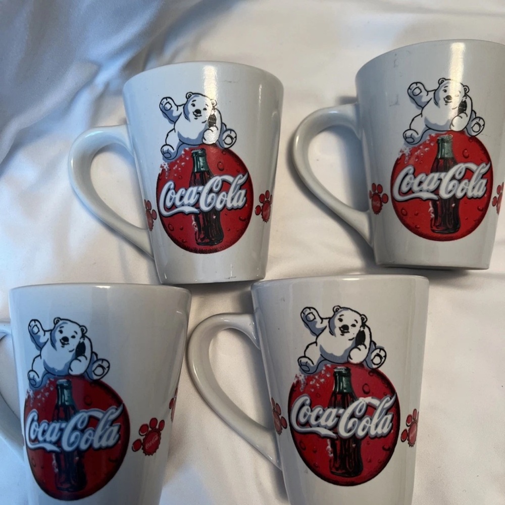 Coca Cola White Mugs with Polar Bear and Red Logo